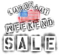 American USA flag and Labor Day Weekend Sale in paint stencils isolated on white