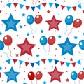 American USA flag seamless patterns. Independence Day, July 4 concept, repeating texture, endless background. Vector