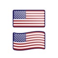 American USA waving flag set with glossy button effect Royalty Free Stock Photo