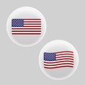 American USA waving flag set inside glossy bubble button effect Royalty Free Stock Photo