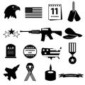 American veterans day celebration icons set