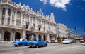 American vintage cars on the main street near the Capitoliu in Havana Cuba-2 Royalty Free Stock Photo