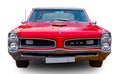 American vintage muscle car 1966 Pontiac GTO. Front view. White background