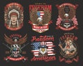 American vintage set stickers colorful