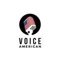 American voice microphone logo icon vector template, united states of america flag logo vector Royalty Free Stock Photo