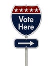 American Vote Here Highway Road Sign