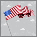 American wavy flag. Vector illustration.