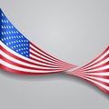 American wavy flag. Vector illustration.