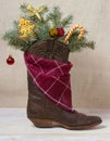 American West leather cowboy boot.Christmas image