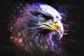 The American white headed eagle, the symbol of America, with the flag. Generative AI Royalty Free Stock Photo