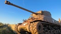 American WW2 M4 Sherman tank during sunset Royalty Free Stock Photo