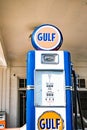 Antique Gulf Gasoline pump still in service in Waco Texas