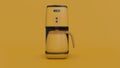 Americano Coffee maker cartoon rendering. Front view coffee machine minimal style illustration isolated in studio yellow
