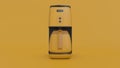 Americano Coffee maker cartoon rendering. Front view coffee machine minimal style illustration isolated in studio yellow