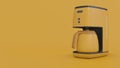 Americano Coffee maker cartoon rendering. Perspective view coffee machine minimal style illustration isolated in studio yellow