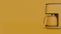 Americano Coffee maker cartoon rendering. Side view coffee machine minimal style illustration isolated in studio yellow background