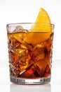 Americano or Negroni cocktail with orange slice in the rocks glass isolated on white background Royalty Free Stock Photo