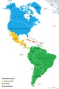 The Americas, geoscheme and political map, subdivisions for statistics