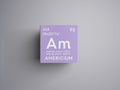 Americium. Actinoids. Chemical Element of Mendeleev\'s Periodic Table. 3D illustration