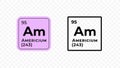 Americium, chemical element of the periodic table vector Royalty Free Stock Photo