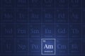 Americium element glowing in a dark periodic table Royalty Free Stock Photo