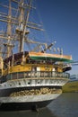 Amerigo Vespucci tallship, named after 15th century explorer and namesake of America, in Genoa Harbor, Italy, Europe