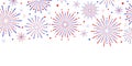 Amerika style firework banner, vector clip art illustration, holiday celebration border