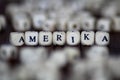 Amerika Word Written In Wooden Cube