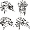 Amerindian Heads Royalty Free Stock Photo