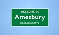 Amesbury, Massachusetts city limit sign. Town sign from the USA.