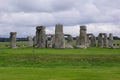Amesbury, Wiltshire UK: panoramic view of the stones of Stonehenge Royalty Free Stock Photo