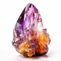 Ametrine Crystal: Yellow And Purple Amethyst Stone With White Background Royalty Free Stock Photo