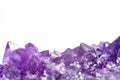 Amethyst crystals geode isolated on white. Royalty Free Stock Photo