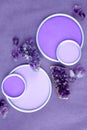 Amethyst crystals with a round frame with a place for designer`s Royalty Free Stock Photo