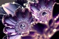 Amethyst druze crystal flowers. Magic fantastic gemstone flowers. Generative AI illustration