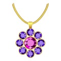 Amethyst flower jewelry icon, realistic style