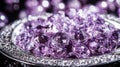 Amethyst Gems in an Ornate Silver Bowl Royalty Free Stock Photo