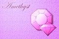 Amethyst gemstone on pattern background