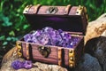 Amethyst gemstones chest