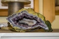 Amethyst geode in agate, collection specimen Royalty Free Stock Photo