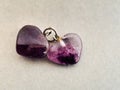 Amethyst Healing pendant. Two heart shape self cleansing Crystals.