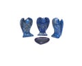 Amethyst heart and three lapis lazuli angels Royalty Free Stock Photo