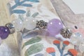 Amethyst and Moonstone Bracelet. Amethyst and Rainbow Moonstone.