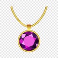 Amethyst necklace icon, realistic style Royalty Free Stock Photo