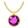 Amethyst necklace icon, realistic style Royalty Free Stock Photo