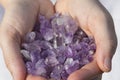 Amethyst Pieces in hands Royalty Free Stock Photo