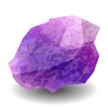 Amethyst. Precious stone, gemstone, mineral. Translucent raw piece of stone. Texture of layers and facets of stone. Geology mining
