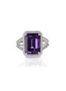 Amethyst purple wedding engagement halo emerald cut ring