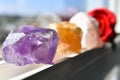 Amethyst and Rose Quartz crystals Royalty Free Stock Photo
