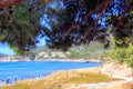Amezing view of blue sea and the beach on Samos island Royalty Free Stock Photo